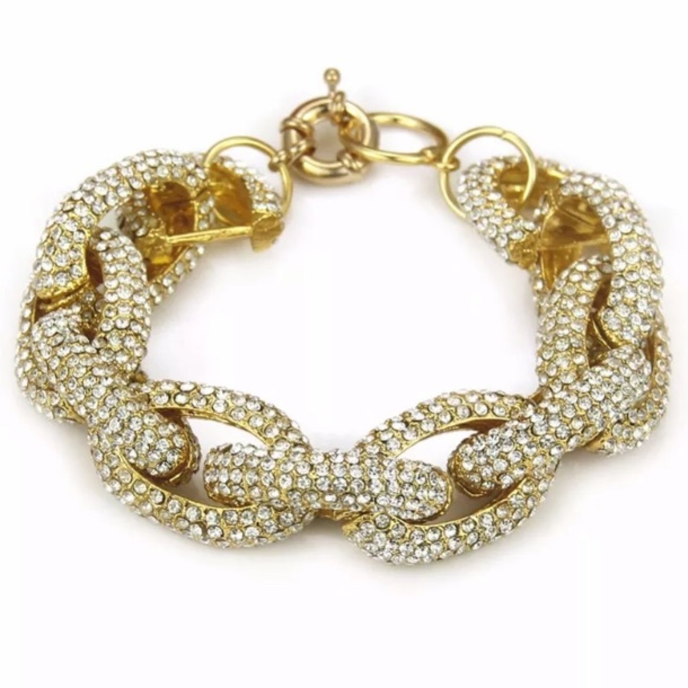 *PRICE DROP* Gold Crystal Studded Pave Link bracelet